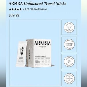 Armra Colostrum Health Revival Unflavored Travel Sticks 30 Pack - BRAND NEW